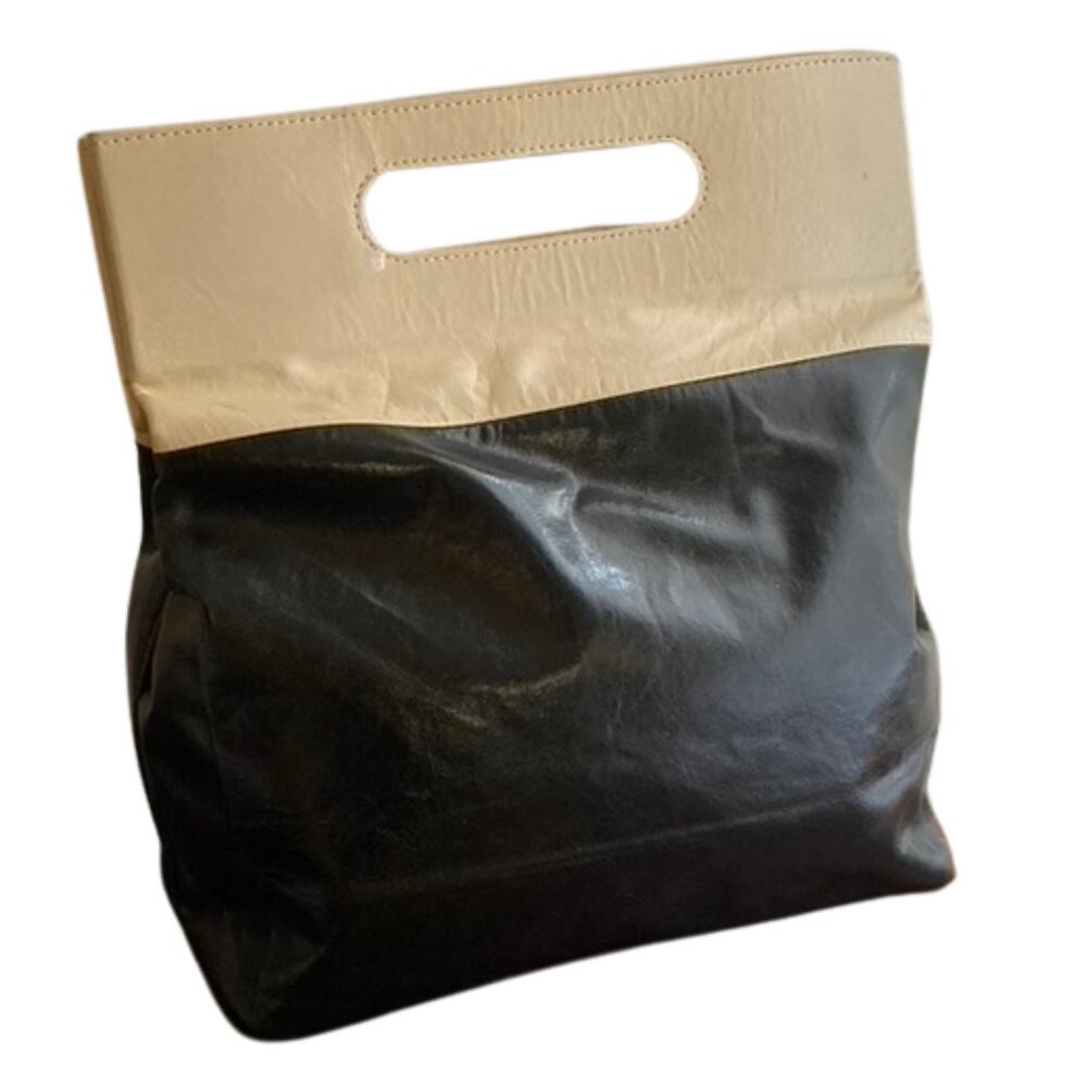 NWT Marie Turnor Emparte Large Shopper, Black with Cream Leather
